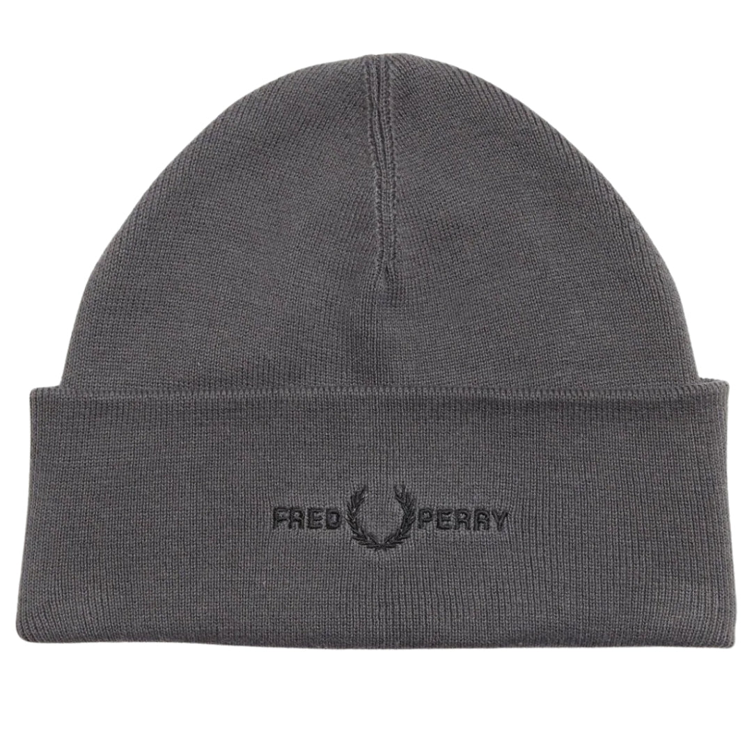 Fred Perry Graphic Logo Gunmetal Grey Beanie