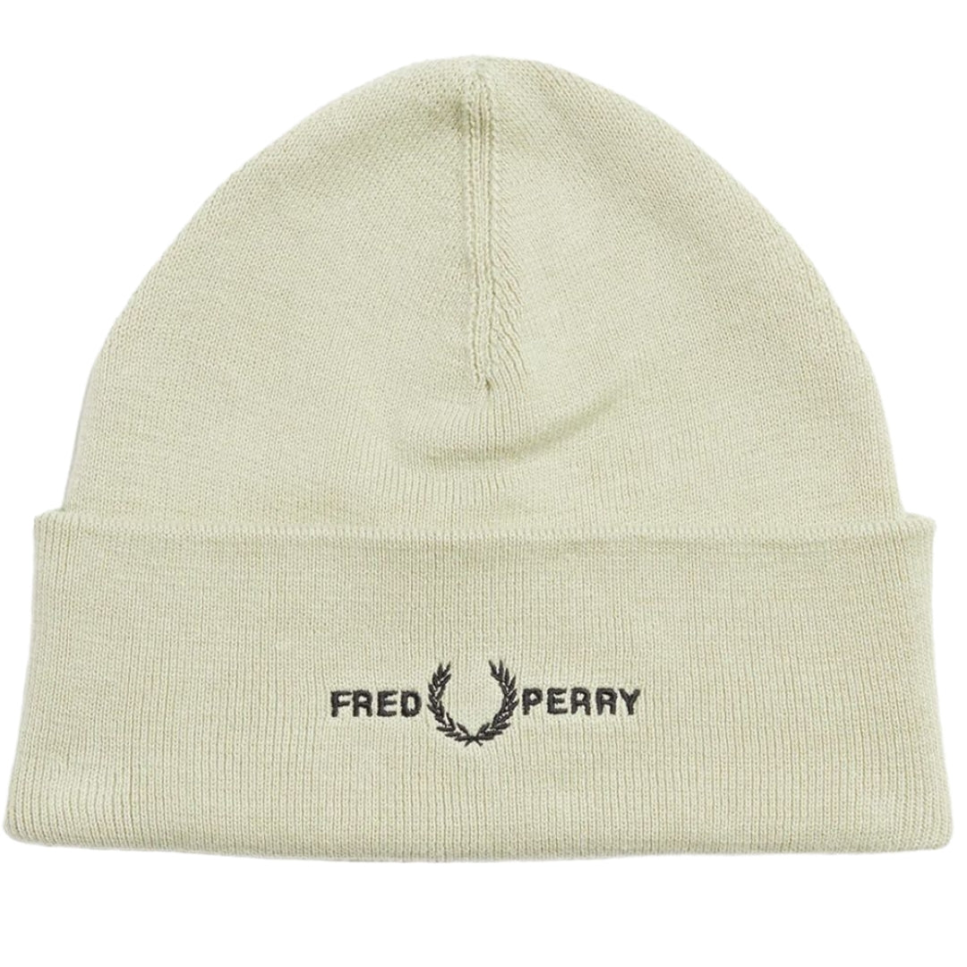 Fred Perry Graphic Logo Light Oyster Cream Beanie