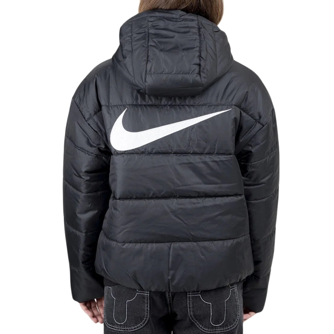 Nike Large Swoosh Logo Black Puffer Jacket L