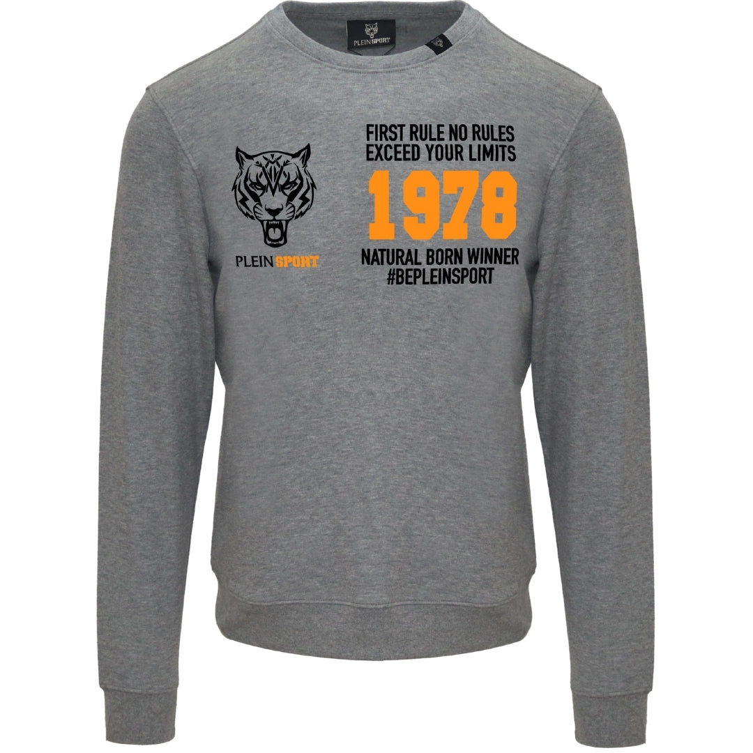 Plein Sport Orange Natural Born Winner Logo Grey Jumper S