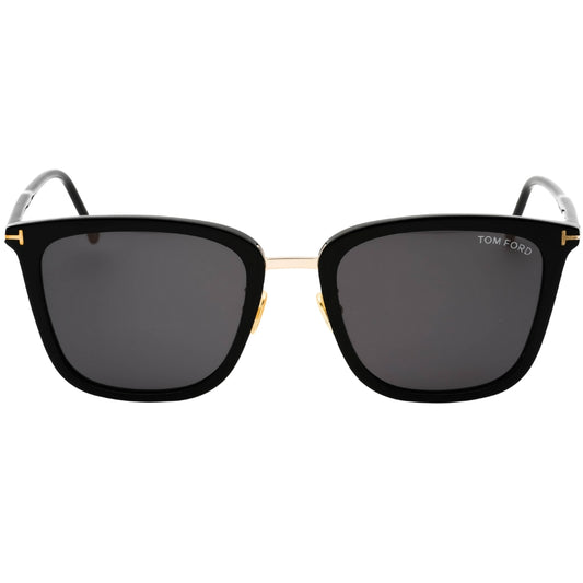 Tom Ford Asian Fit Smoke Grey Lens Shiny Black Sunglasses