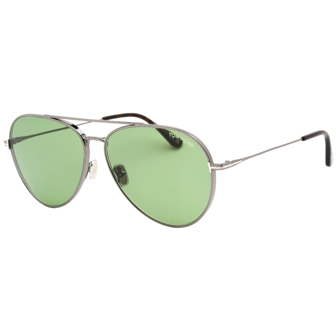 Tom Ford Green Lens Shiny Gunmetal Silver Sunglasses One Size