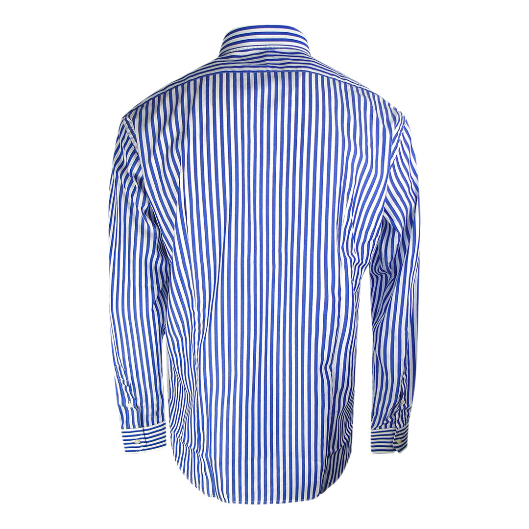 Aquascutum Striped Pattern Long Sleeve Blue Shirt XS