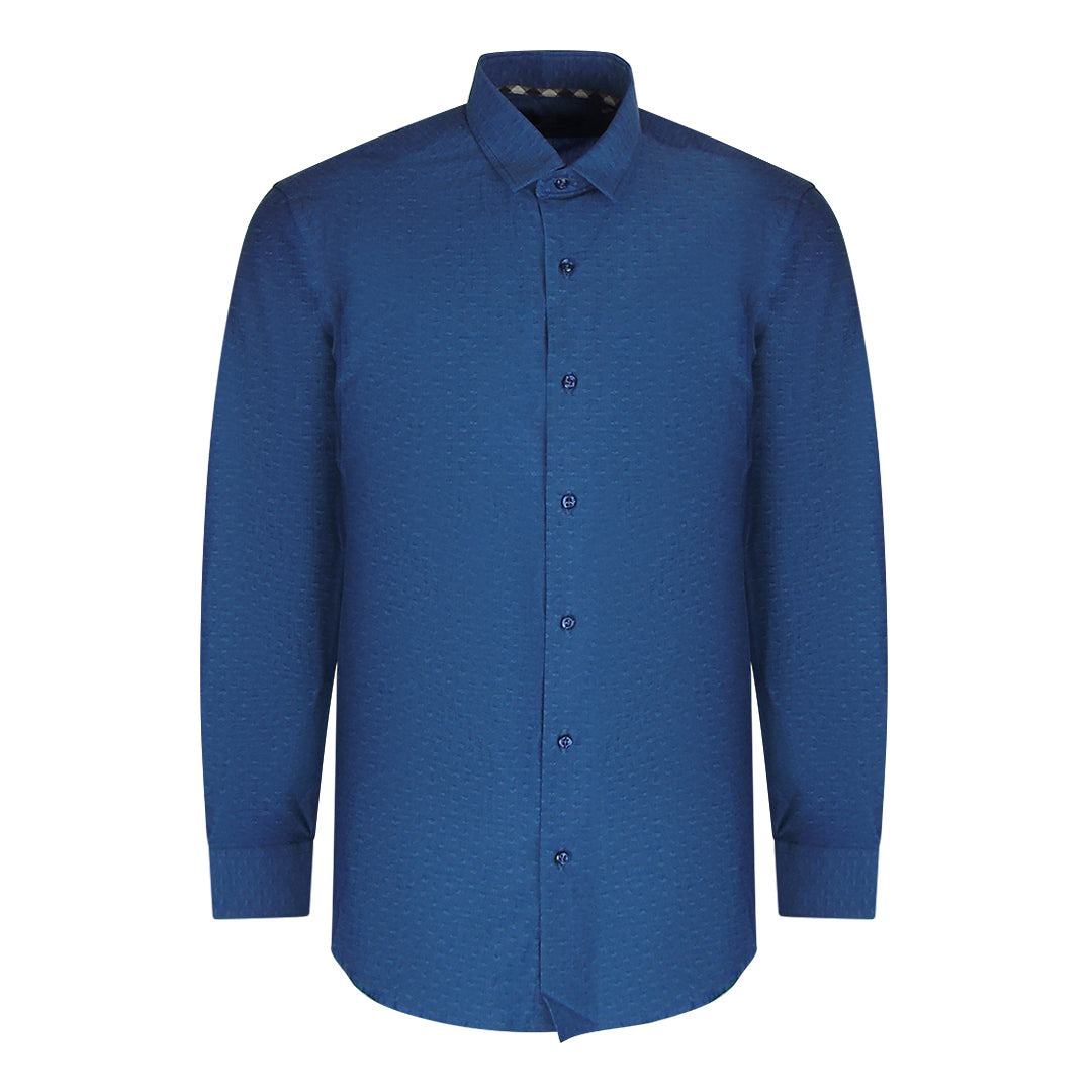 Aquascutum Textured Long Sleeve Dark Blue Shirt XS