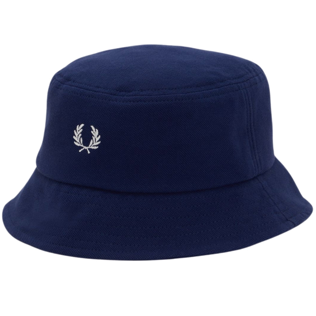 Fred Perry Brand Logo Pique Navy Blue Bucket Hat