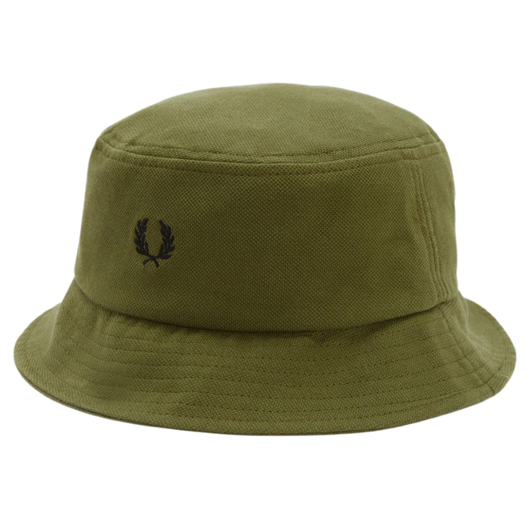 Fred Perry Brand Logo Pique Green Bucket Hat