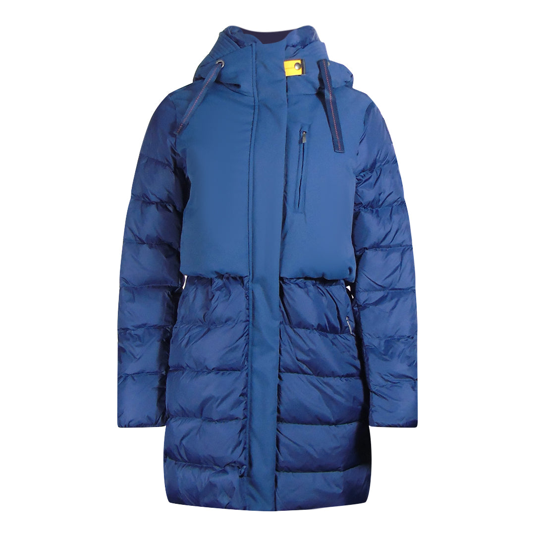 Parajumpers Inga Eclipse Navy Blue Long Hooded Down Jacket S