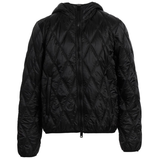 Diesel Quilted Black Hooded Coat S