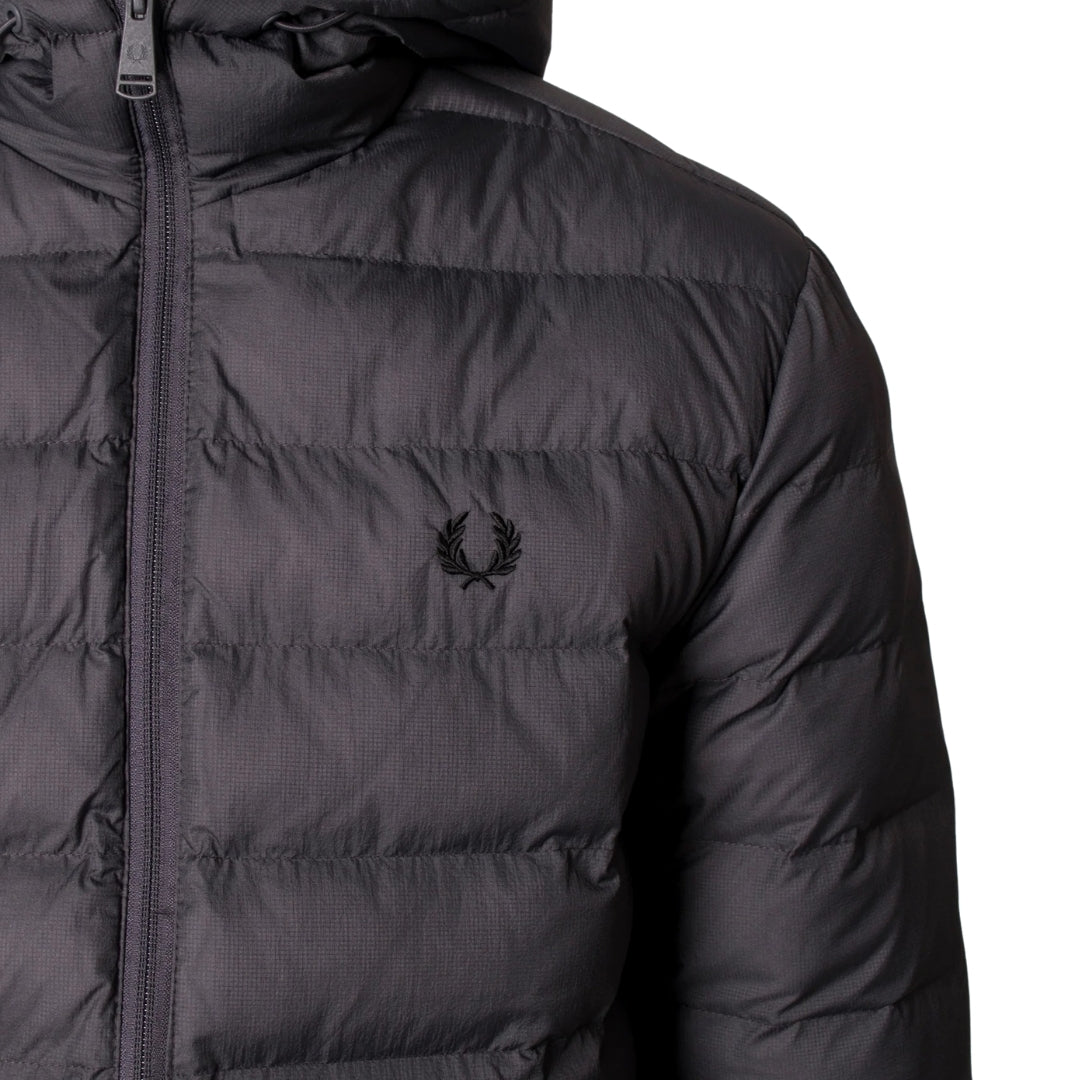 Fred Perry Hooded Insulated Gunsmoke Grey Jacket XS