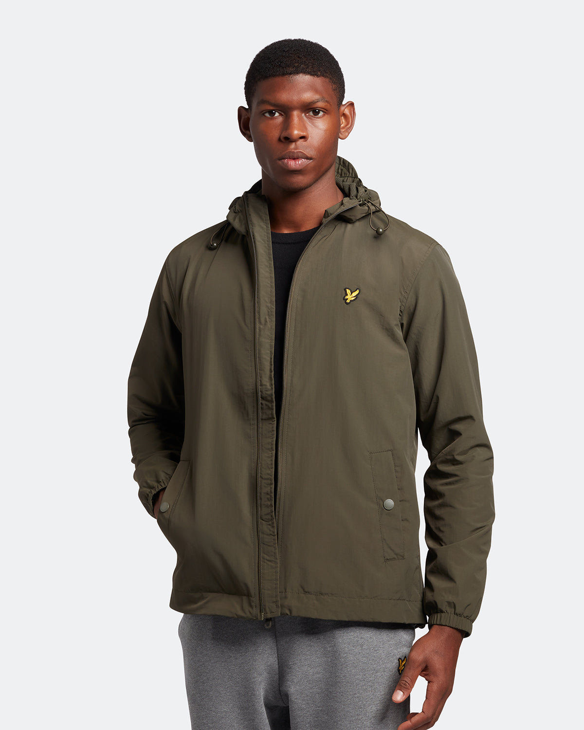 Lyle Scott Branded Olive Hooded Short Lightweight Jacket