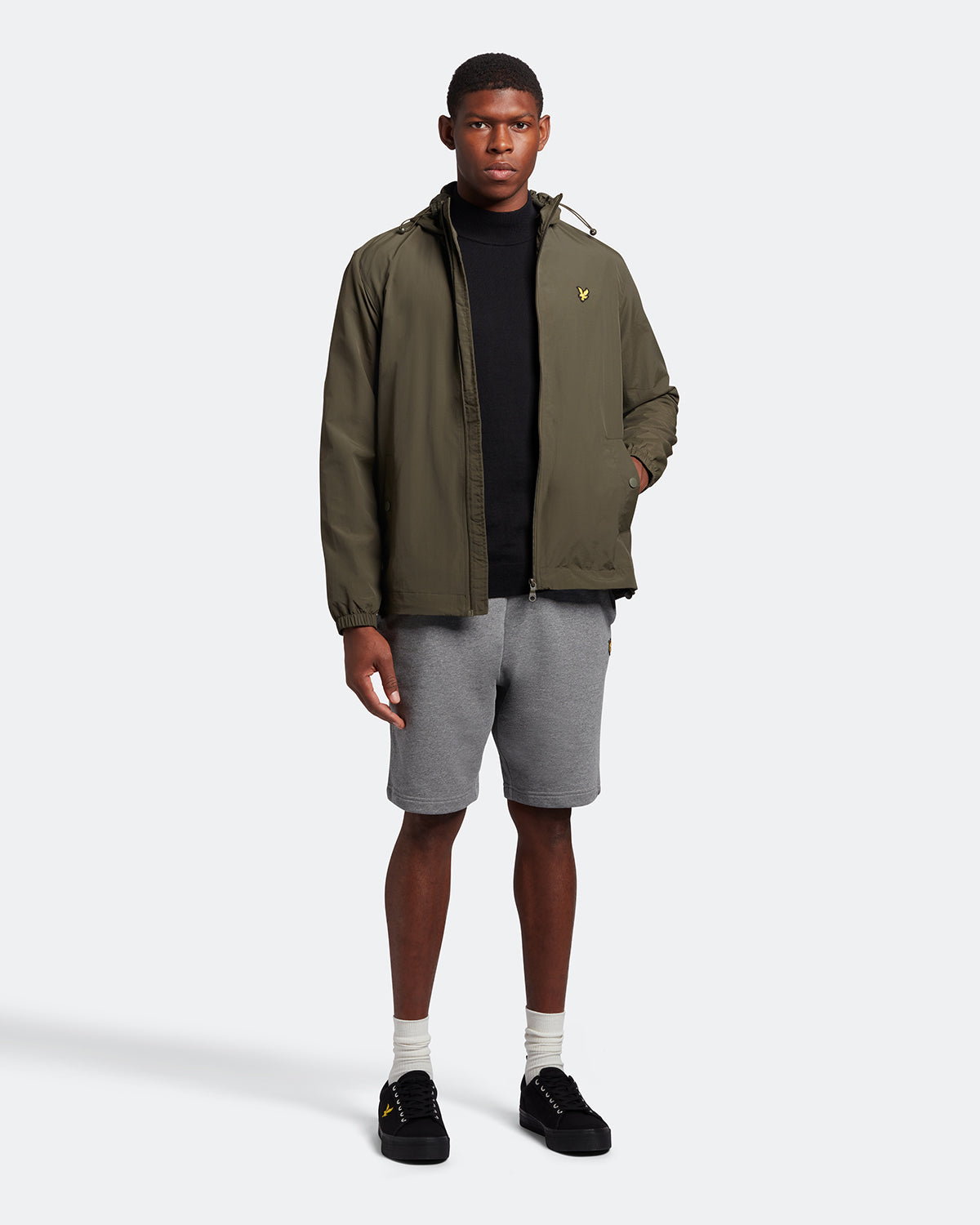 Lyle & Scott Branded Olive Hooded Short Lightweight Jacket