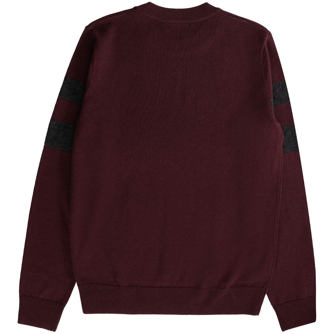 Fred Perry Tipped Sleeve Oxblood Red Crewneck Jumper S