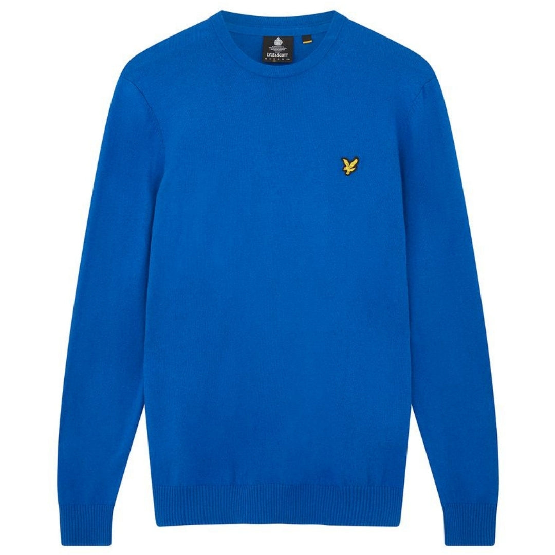 Lyle & Scott Cotton Merino Crew Neck Jumper Bright Blue Sweater XS