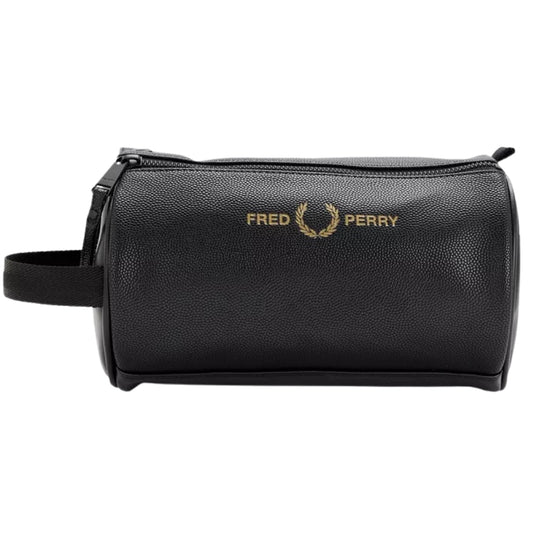 Fred Perry Scoth Grain Textured PU Washbag Black Bag