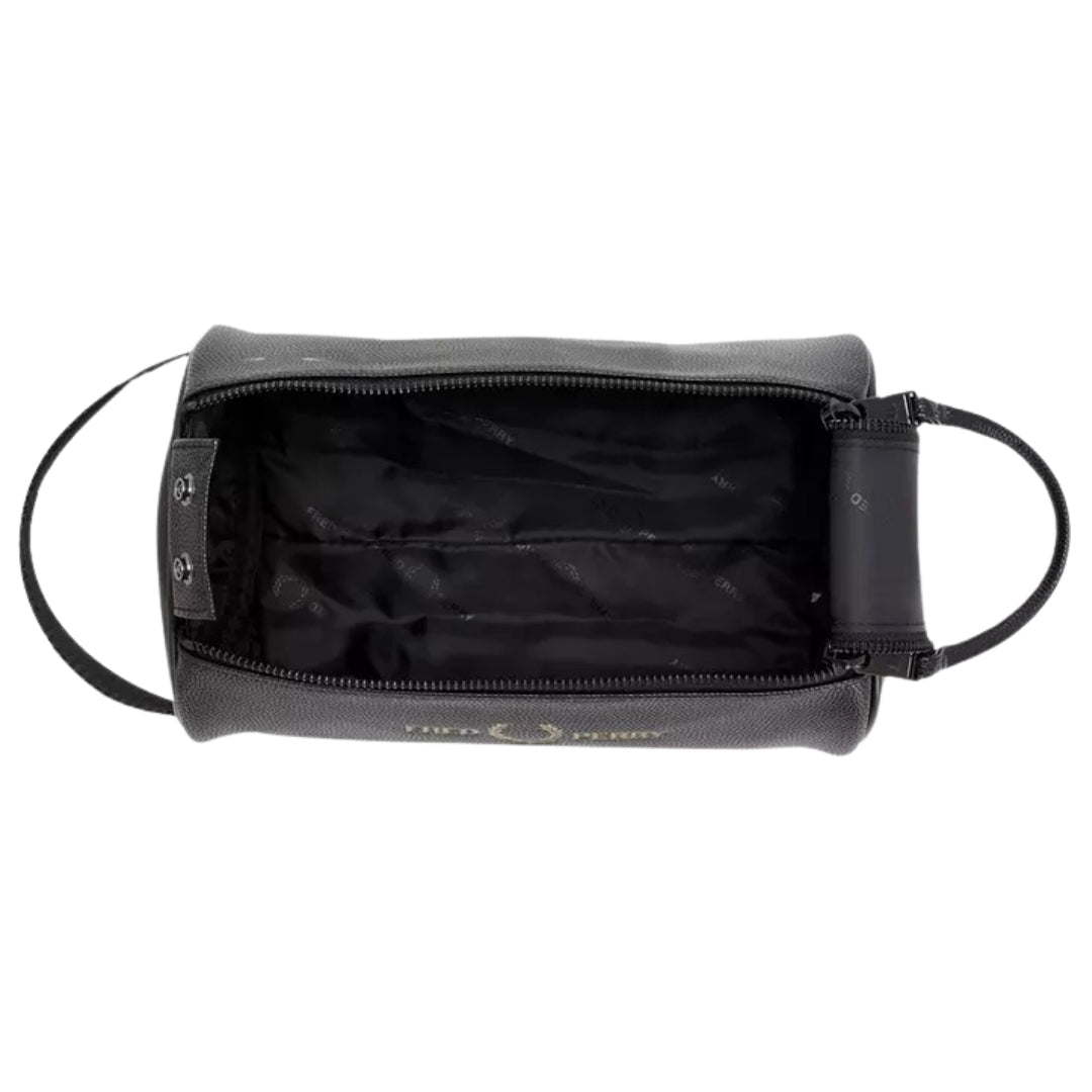 Fred Perry Scoth Grain Textured PU Washbag Black Bag