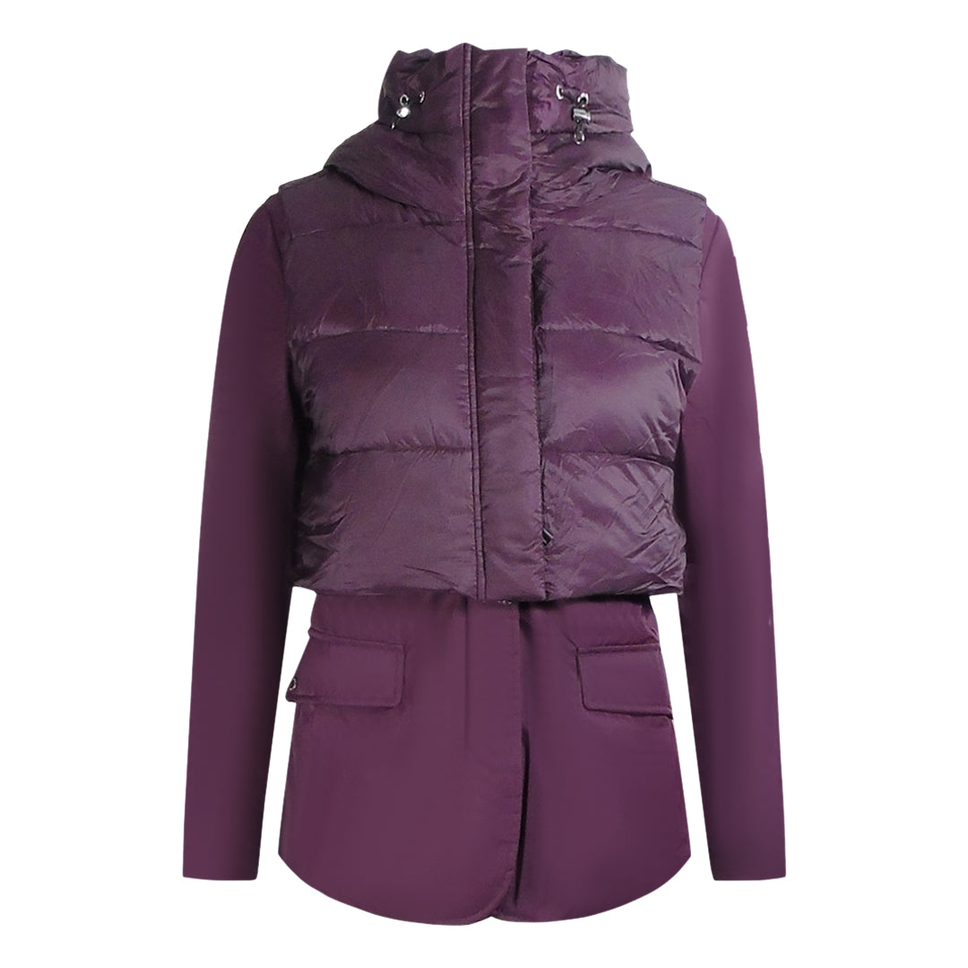 Parajumpers Layla Fig Purple Hooded Down Jacket S