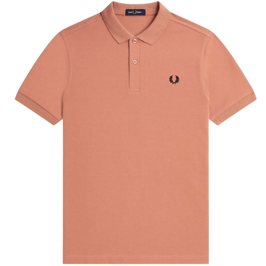 Fred Perry Black Twin Tipped Collar Rust Pink Polo Shirt XS