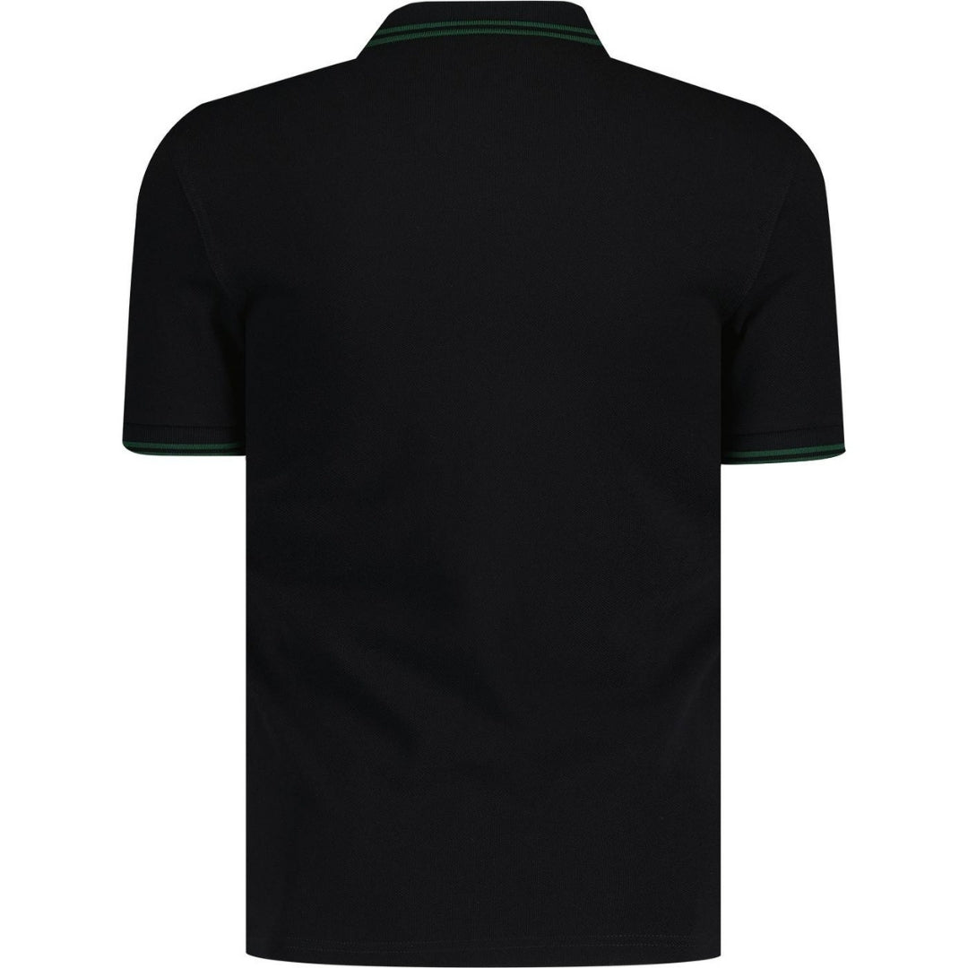 Fred Perry Green Twin Tipped Collar Black Polo Shirt XS