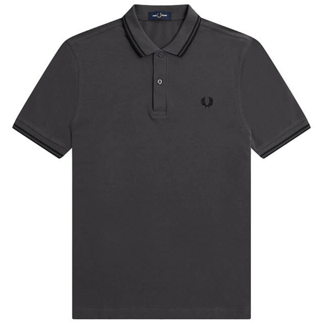 Fred Perry Black Twin Tipped Collar Grey Polo Shirt XS