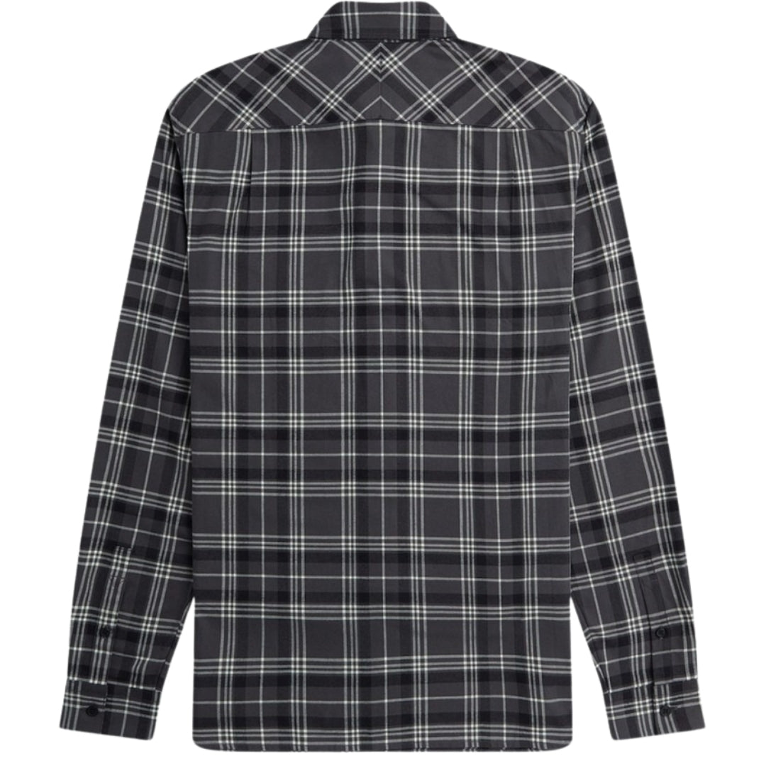 Fred Perry Long Sleeve Black Brushed Twill Tartan Shirt XS