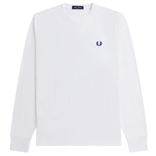 Fred Perry Soundwaves Logo Long Sleeve White T-Shirt S