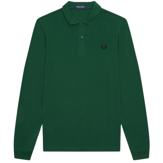 Fred Perry Plain Ivy Green Long Sleeve Polo Shirt XXL