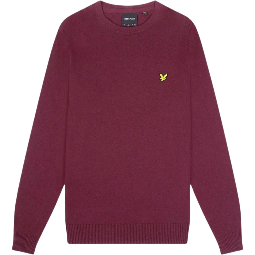 Lyle & Scott Cotton Merino Rich Burgundy Pull-over Jumper