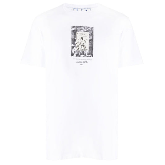 Off-White Paint Mirror Logo Slim Fit White T-Shirt XS