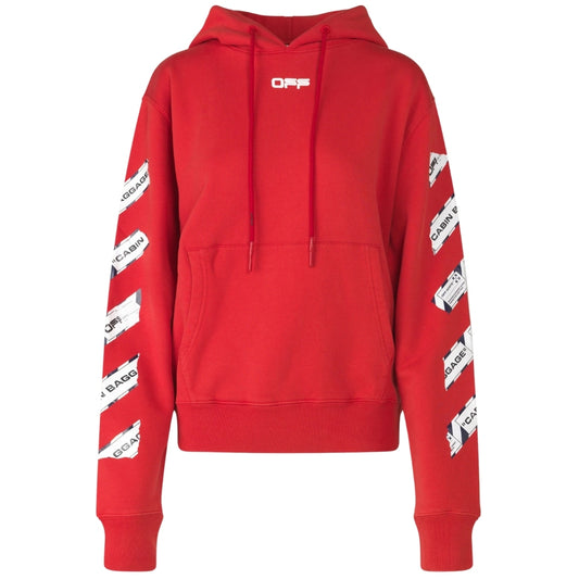 Off-White Airport Tape Diag Red Hoodie