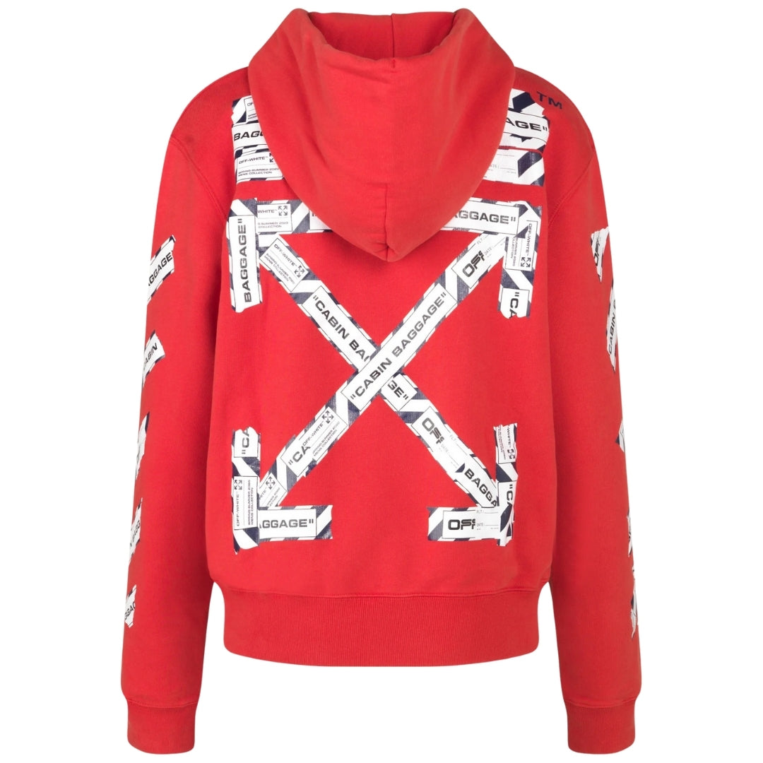 Off-White Airport Tape Diag Red Hoodie