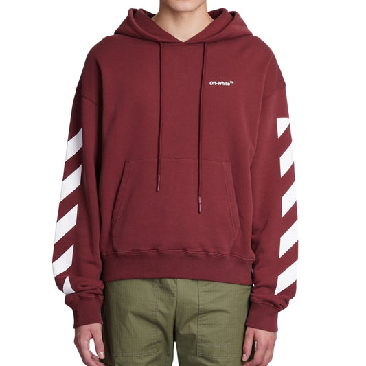 Off-White Diag Helvetica Over Burgundy Hoodie XS