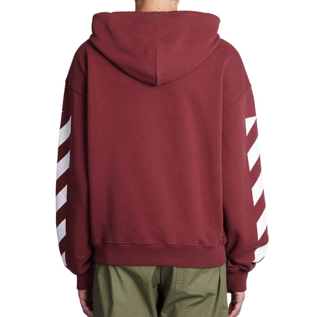 Off-White Diag Helvetica Over Burgundy Hoodie XS