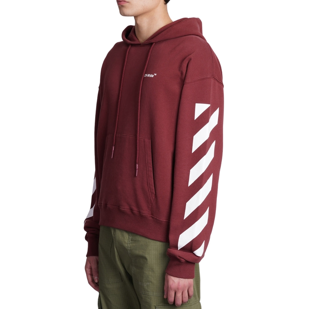 Off-White Diag Helvetica Over Burgundy Hoodie XS