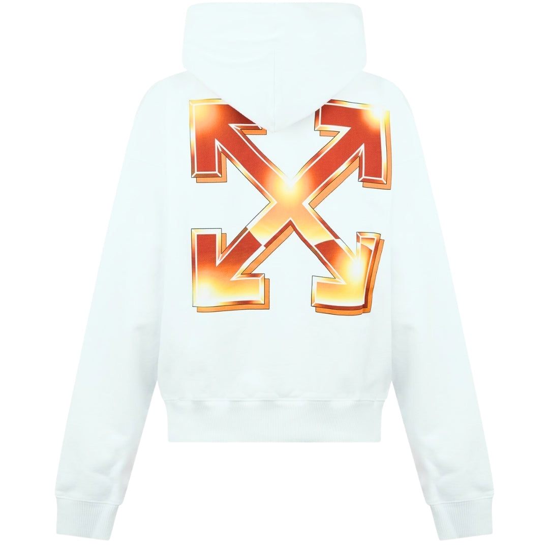 Off-White Orange Metal Arrow Logo Skate White Hoodie XS