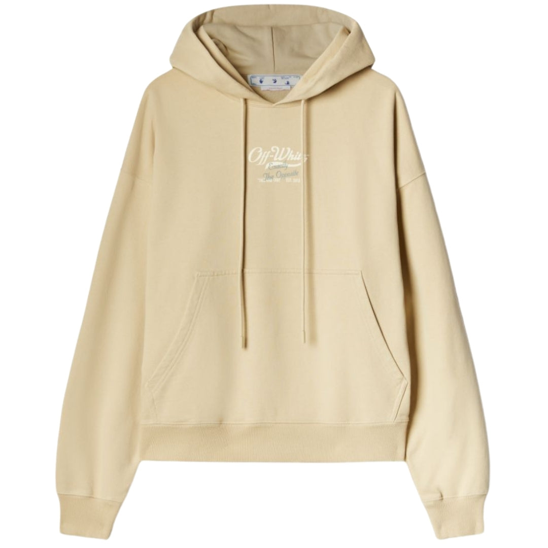 Off-White Script Logo Opposite Over Skate Fit Beige Hoodie L