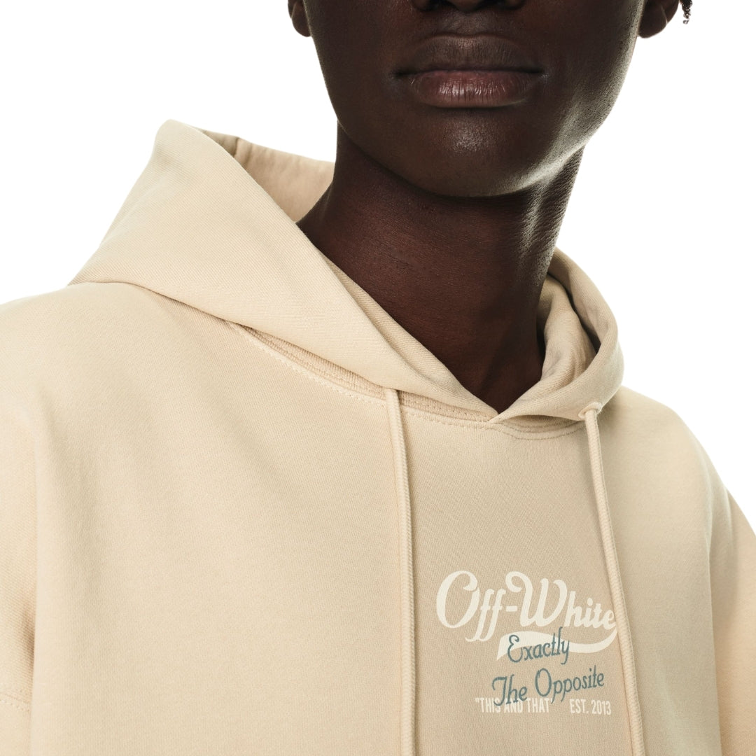 Off-White Script Logo Opposite Over Skate Fit Beige Hoodie L