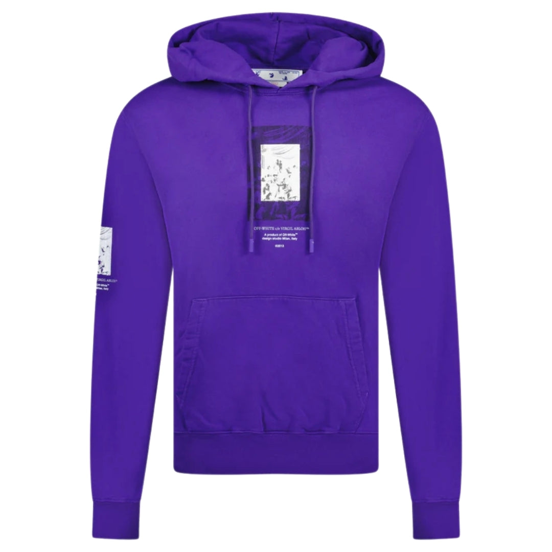 Off-White Paint Mirror Logo Slim Fit Purple Hoodie S