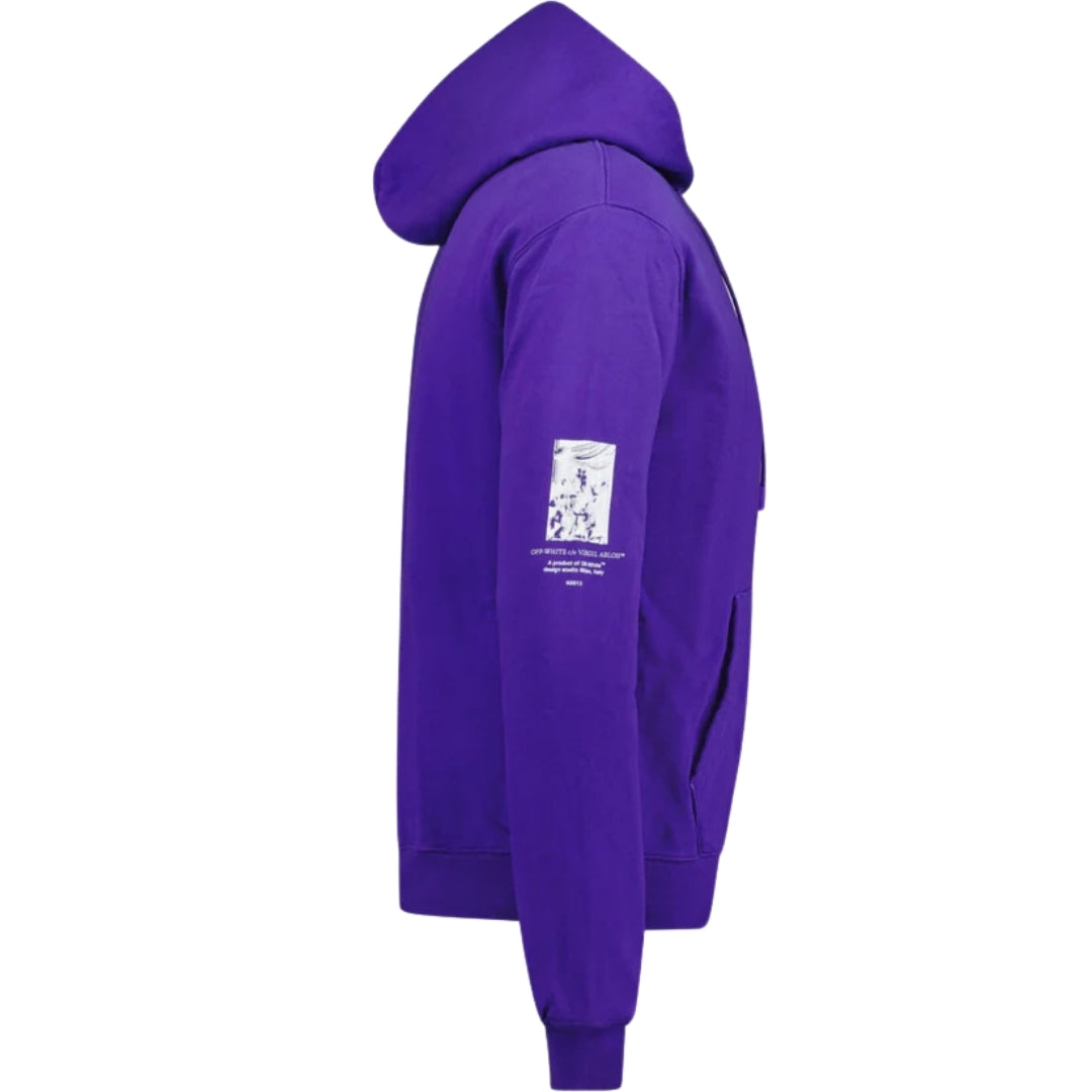 Off-White Paint Mirror Logo Slim Fit Purple Hoodie S