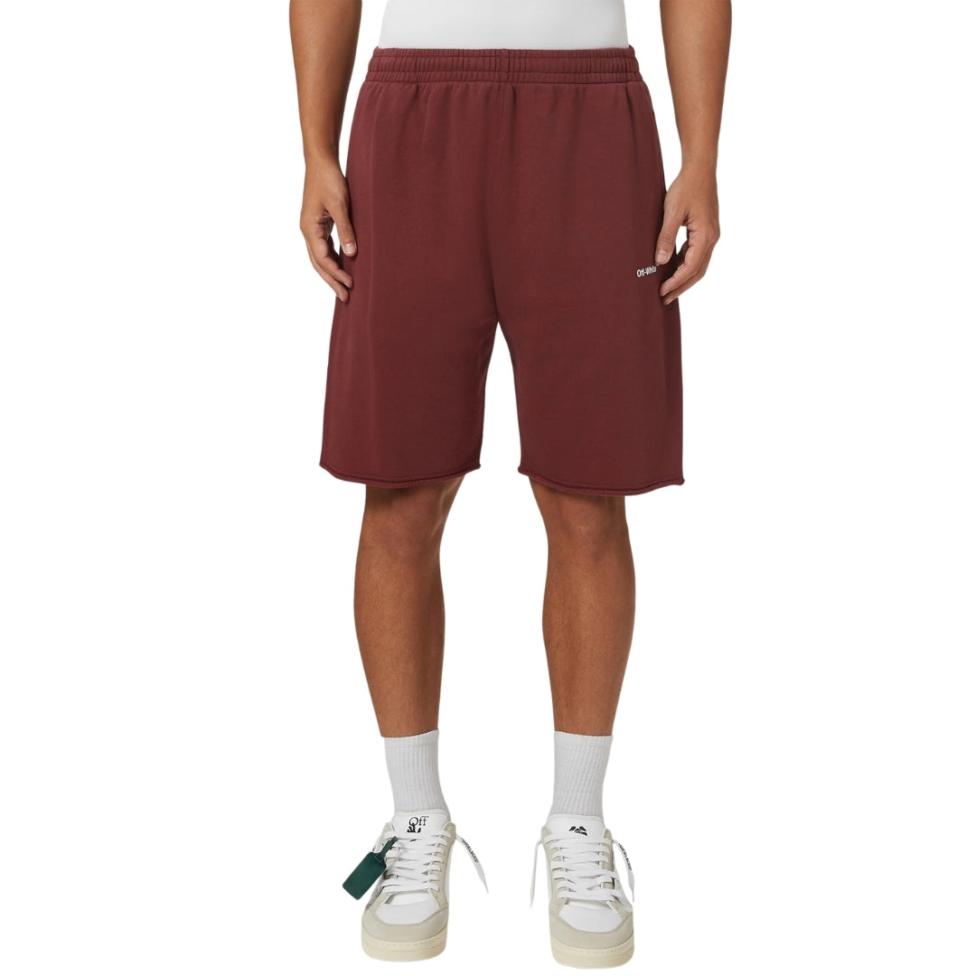 Off-White Diag Helvetica Burgundy Sweat Shorts S