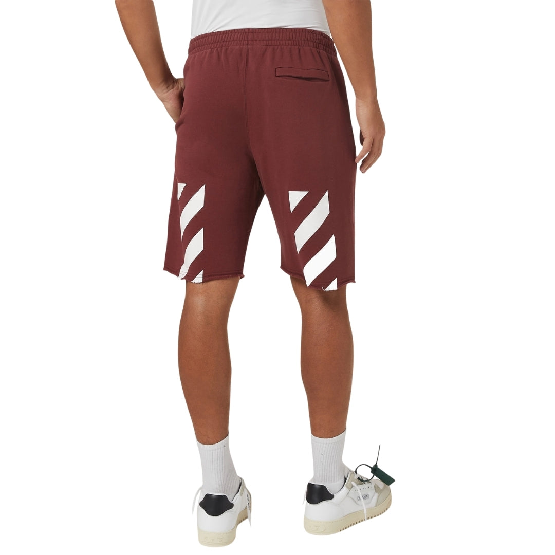 Off-White Diag Helvetica Burgundy Sweat Shorts S