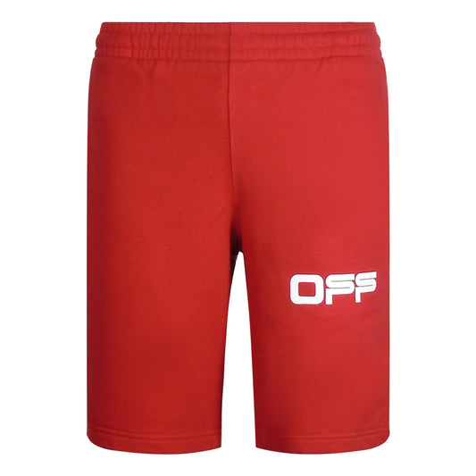 Off-White Airport Tape Design Red Sweat Shorts XS