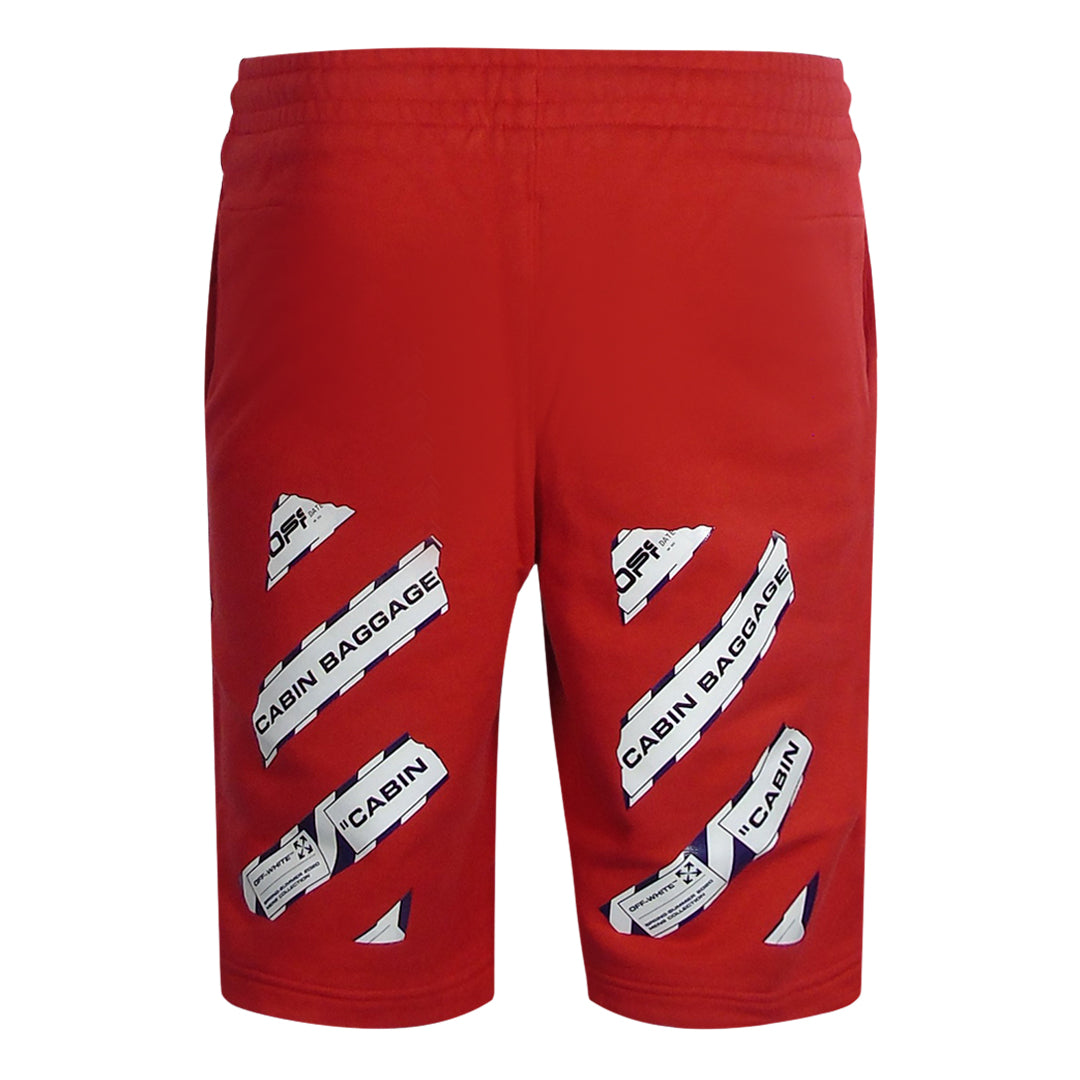 Off-White Airport Tape Design Red Sweat Shorts XS