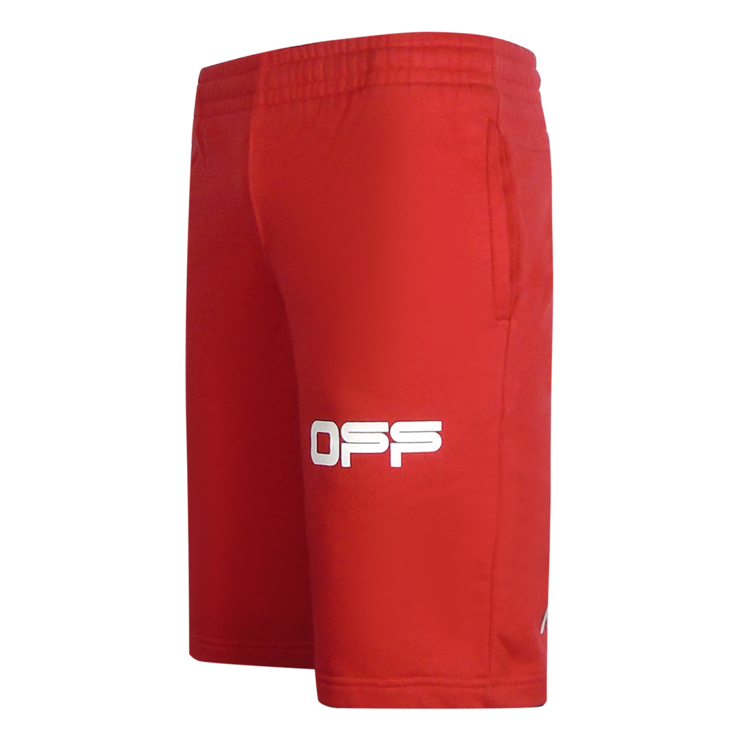 Off-White Airport Tape Design Red Sweat Shorts XS