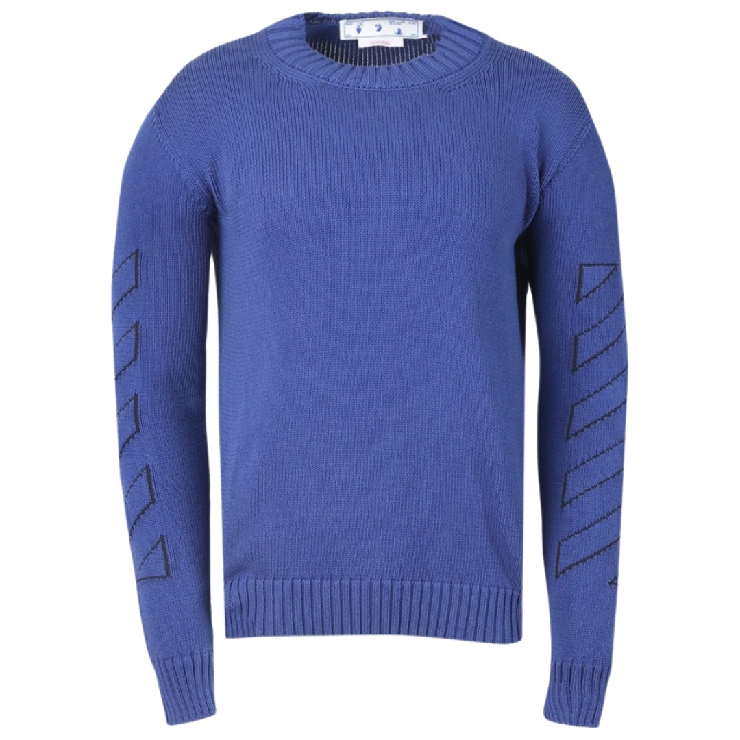 Off-White Diag Outline Peacock Blue Knit Jumper S