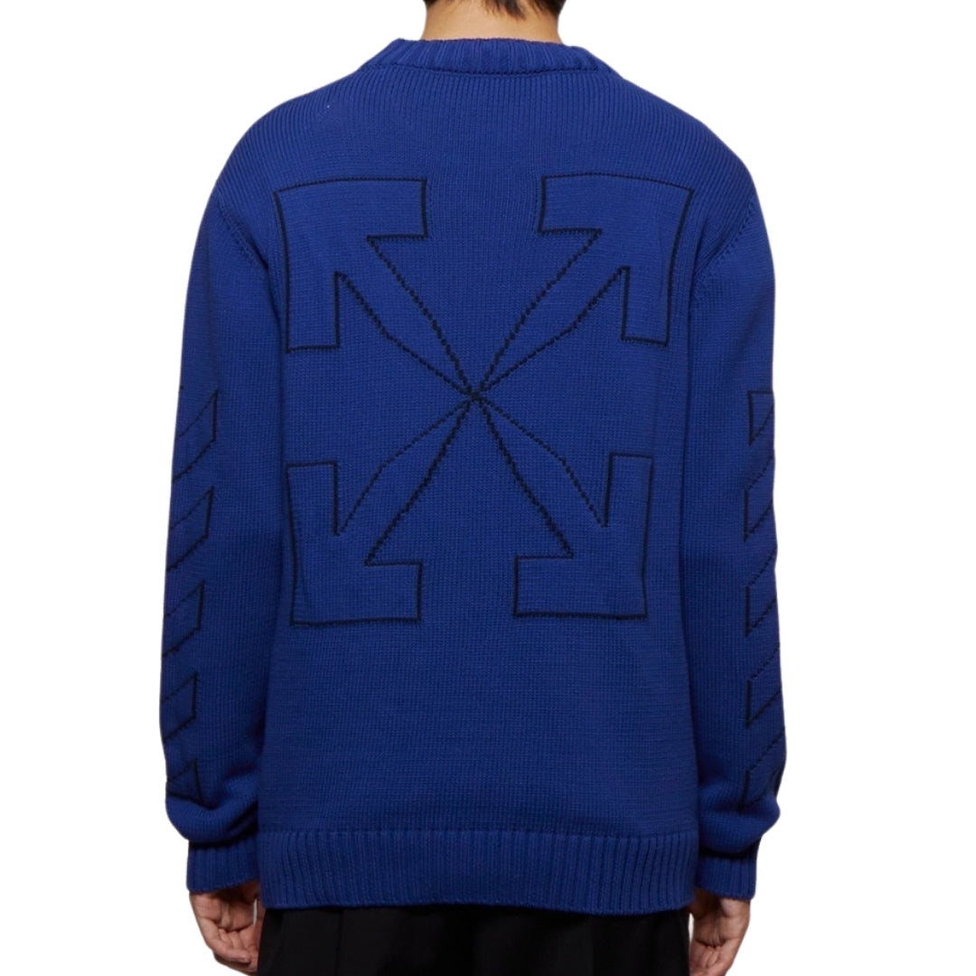 Off-White Diag Outline Peacock Blue Knit Jumper S