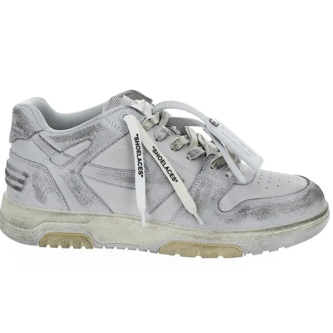 Off-White Out Of Office Vintage Calf Leather White Sneakers UK 10