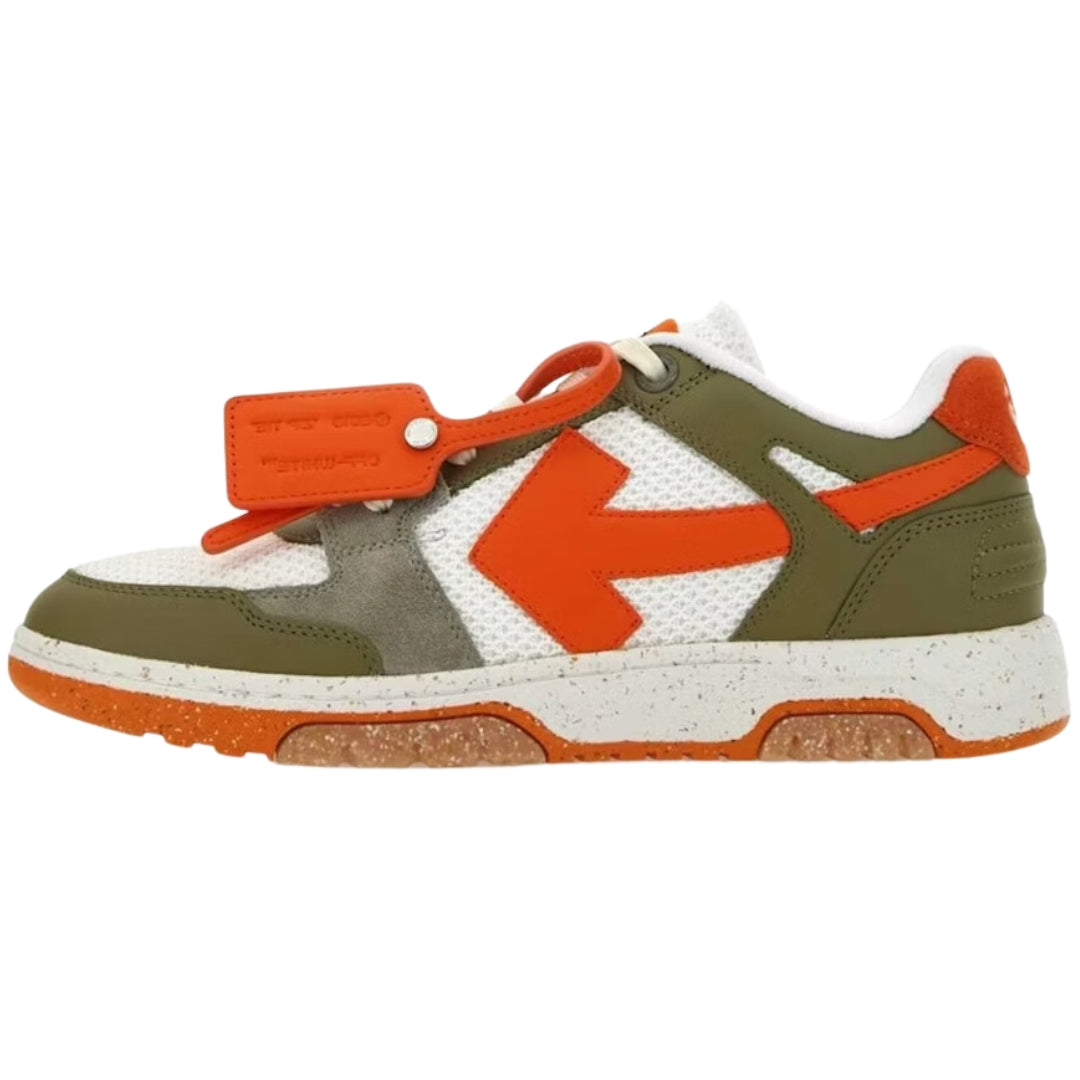 Off-White Out Of Office Slim Green Comb Leather Sneakers UK 11