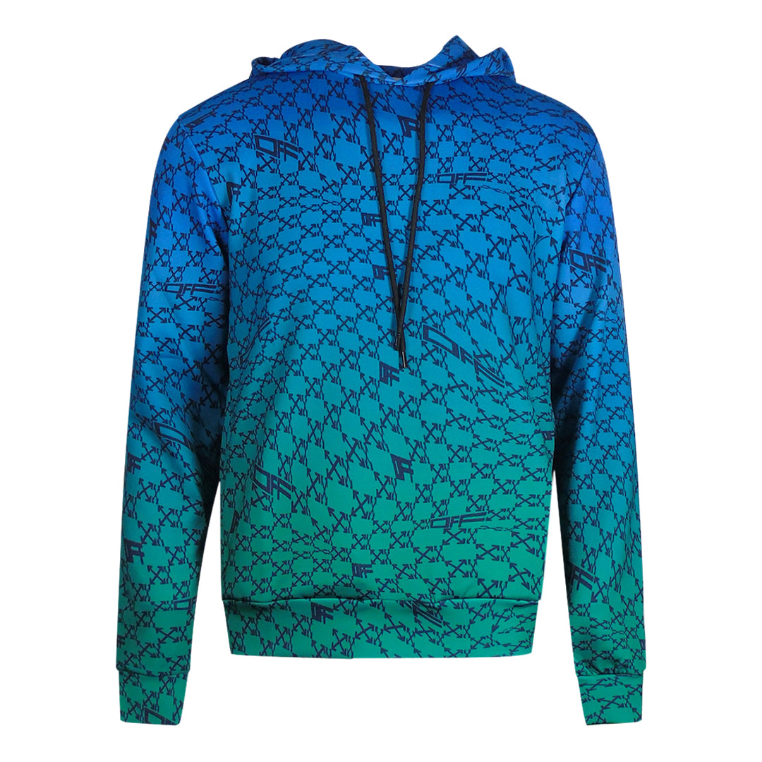 Off-White All-Over Peacock Blue Sports Hoodie XS