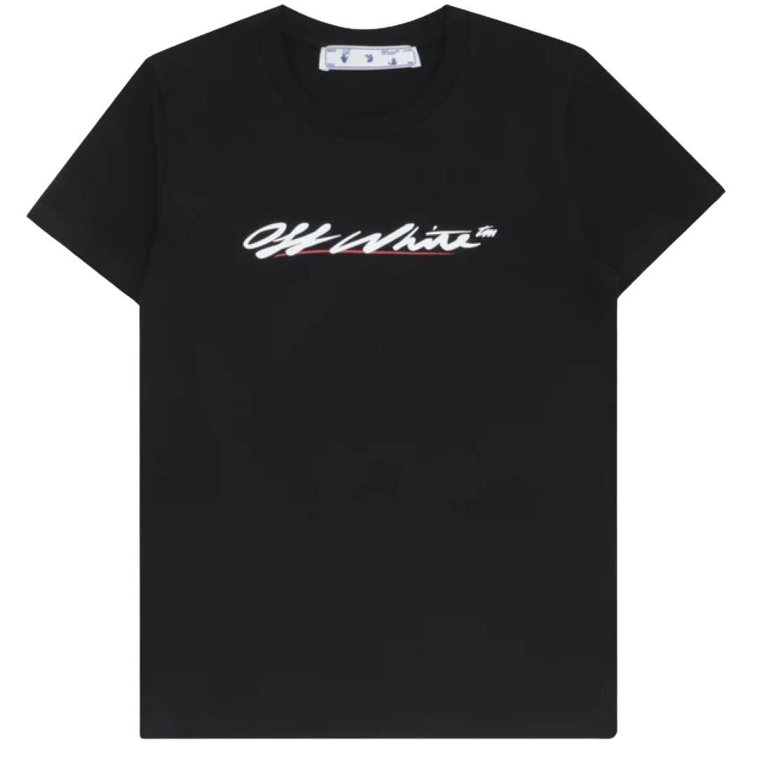 Off-White New Script Logo Casual Fit Black T-Shirt XS