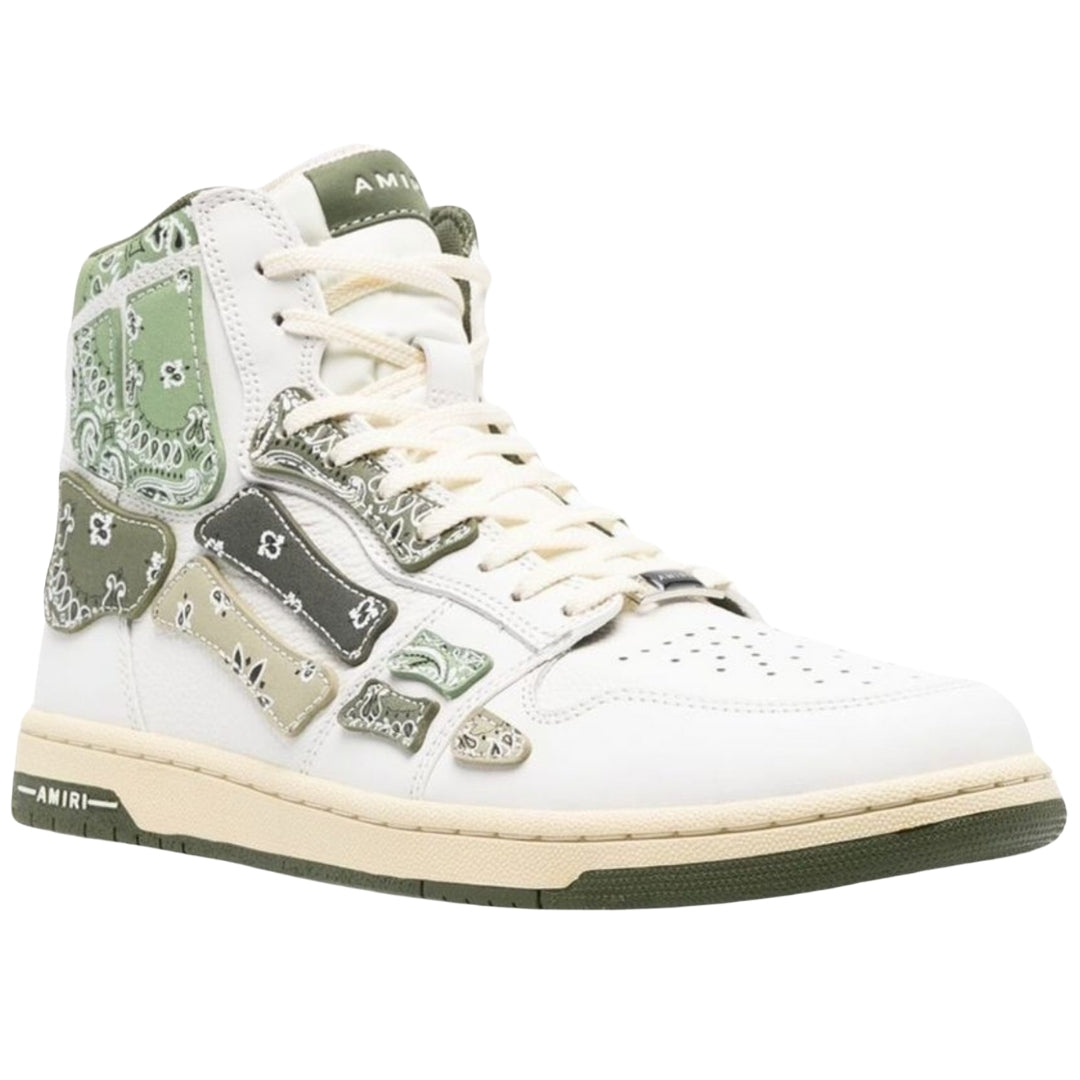 Amiri Bandana Skel Top High Top Olive Green Sneakers UK 6